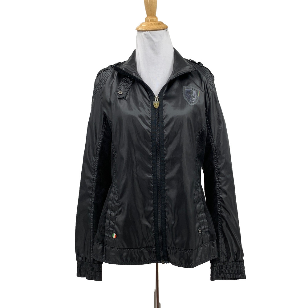Puma Jacket Womens 12 Black Scuderia Ferrari Lightweight Full Zip Mesh Lined